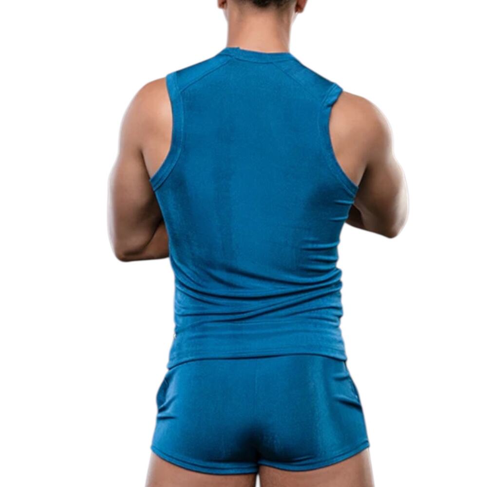 Andrew Christian Sensual Rib Muscle Tee Large Teal - Picture 3 of 7